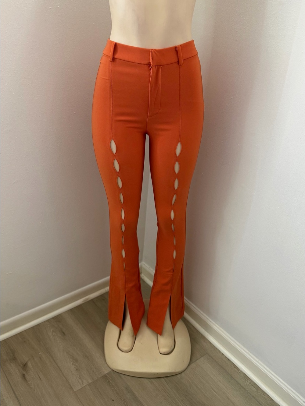 Zara Orange Flare Pants Size S | High Waist Stretch Dress Pants
